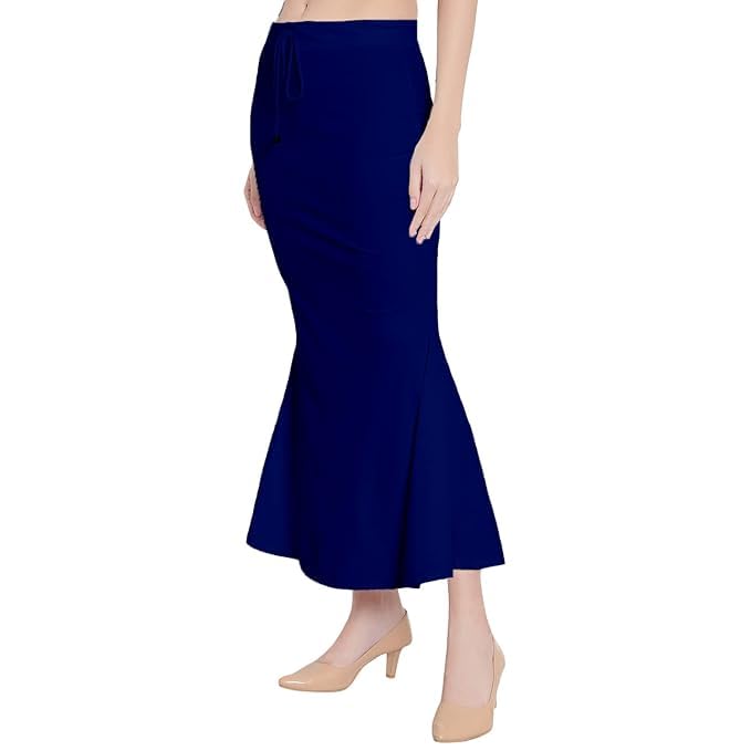 Image of Saree Shapewear Petticoat for Women Cotton Blended Lycra Shaper Petticoat with Elastic & Lace (Drawstring) Long Under Skirt Fishcut Wrinkle Free Shapewear