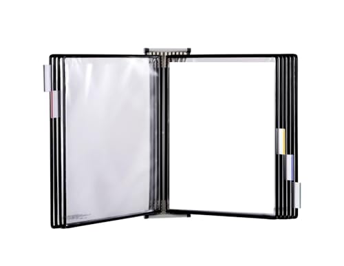 Tarifold DJOIS Wall Mount Reference System - Durable Steel Wire Frames - Letter-Size - 10 Double-Sided Non-Glare Display Pockets - 20 Sheet Capacity - Adjustable Tabs - Made in France - Black