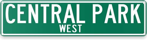 Central Park West City Street Retro Tin Aluminum Vintage Metal Sign For Shed And Yard Street Home Office Garden Decor - Outdoor Decor 4X16 Inch