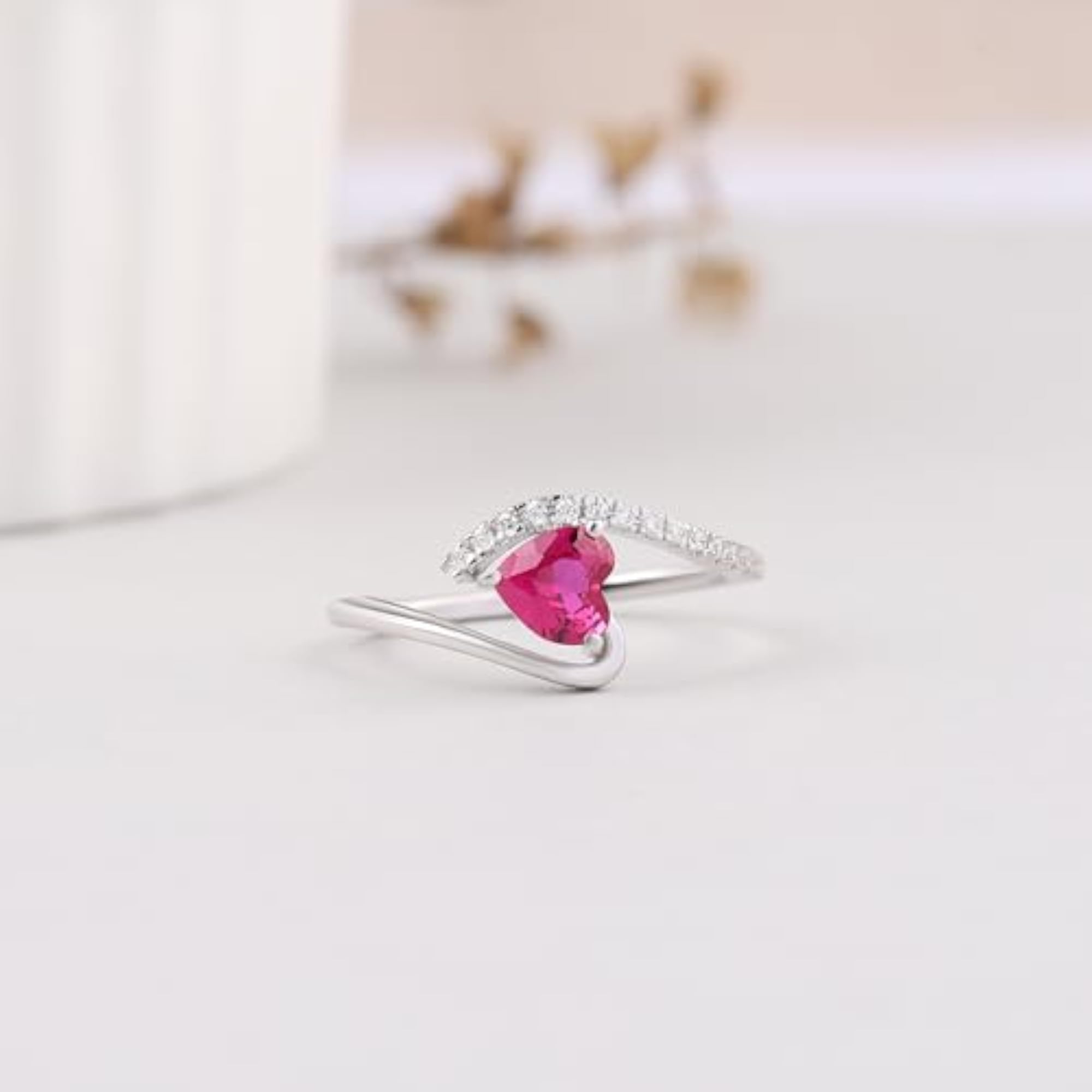 Women's 925 Sterling Silver Heart Shape Solitaire Ring