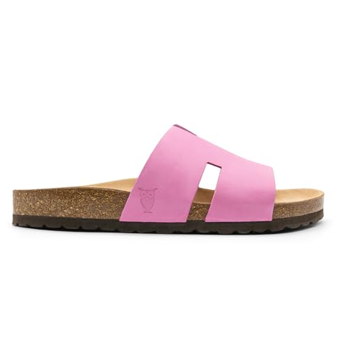 Image of Sandgrens Handmade Unisex Cork Slides | European Top Grain Leather Sandals with Soft Suede Footbed and EVA Rubber Sole | Avila