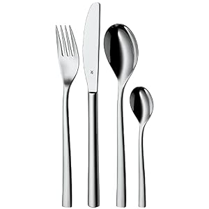 WMF Palermo Edelstahl Besteck Set 6 Personen, Essbesteck Set 24 teilig, Monobloc-Messer, Cromargan Edelstahl poliert, glänzend, spülmaschinenfest