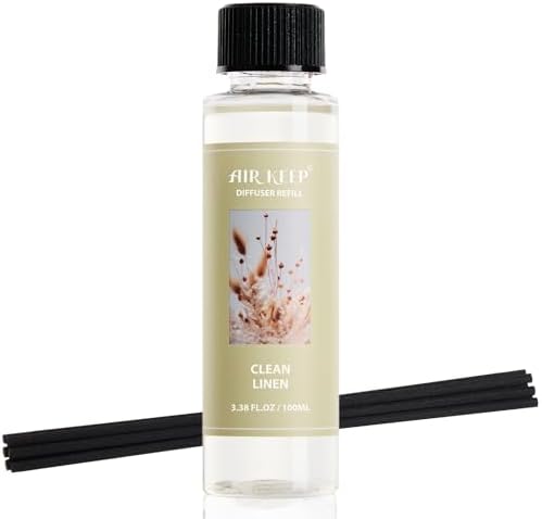 Airkeep Raumduft Nachfüller 100ml mit Stäbchen – Reed Diffuser Refill Set – Langanhaltender Duft – für Wohnzimmer, Bad & Schlafzimmer – Clean Linen