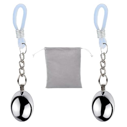 Generic Weighted Nipple Clamps Adjustable Metal Nipple Clamps Non-Piercing Large Nipple Clips for Women Gravity Ball Nipple Clip Pendant Stainless Steel Nipple Clip (29)