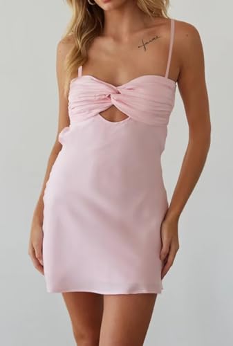 Satin Homecoming Dresses for Teens Short Twist Bow Cocktail Mini Dress Party 2025 NA1822