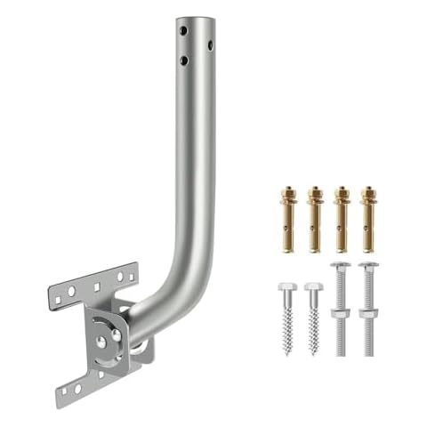 Outdoor Weather Station, Antenna, WiFi Extender Mounting Pole Bracket, Adjustable Pivot/Lock Bracket & J-Pipe Mast, Easy Installation, Solid Rustproof for Wall,Eave or Roof Mounting Cover