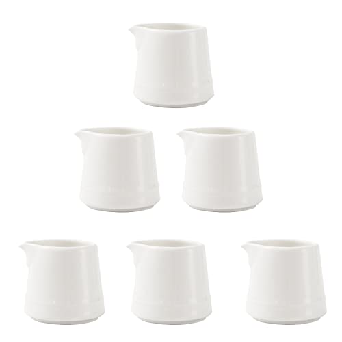 3 Oz 6 Pack Porcelain Mini Creamer Pitcher, Ceramic Small Creamer Set For Sauces Salad Coffee Tea Milk, Microwave & Freezer Safe, White #TOP21