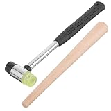HOMOCONO Juego de Ajustador de Anillos para Joyería Martillo de Goma y Mandril de Madera, Herramienta Ligera y Fácil de Usar para Reparación y Moldeado en Bricolaje