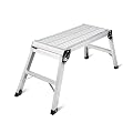 LEADALLWAY Work Platform Aluminum 30"x12"x20" Step Ladder Heavy Duty Foldable Aluminum Platform 330 Lbs Capacity