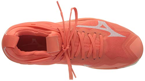 Mizuno Women\'s Wave Mirage 3 Handball Shoe, Livingcoral Snow White, 6.5