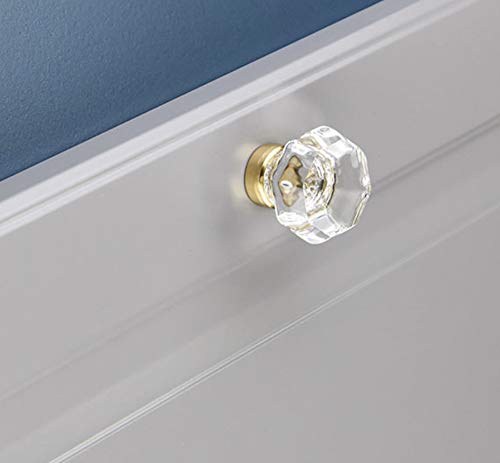 Lots Of Four (4) 24% Lead Crystal & Polished Brass Old Town Bifold/Cabinet/Wardrobe Knob Pulls- 1-3/8 Inch At The Widest Poi #TOP1