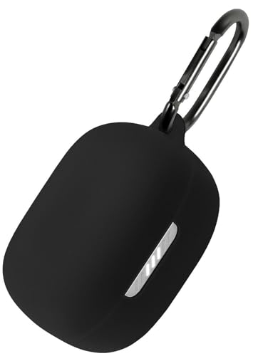 Geiomoo Silicone Case for JBL Tune Buds, Protective Cover with Carabiner (Black)