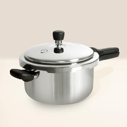 Image of Meyer Presta Stainless Steel Tri-ply Pressure Cooker 5.5 L with Stainless Steel Serving Spoon and Ladle