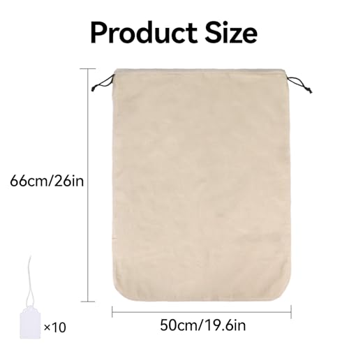 Klmnop 5 Pack Organic Cotton Breathable Dust Storage Bags for Handbags, Large Purse Storage Pouch with Blank Hang Tags, Expensive Handbags & Shoes Organizer For Closet, Travel(26 × 20 Inch, Beige)3