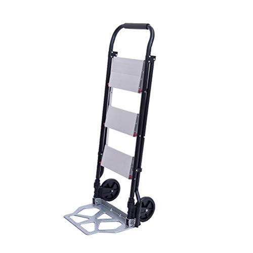Gimify 3 Step Ladder Folding Cart Dolly with Rolling Wheels Hand Truck Step Stool Portable Lightweight