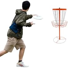Disc Golf Basket, Portable Disc Golf Target with 24 Heavy-Duty Chains, Professional Freestanding Disc Golf Training Stand & Practice Basket for Backyard, Park, CampingOrange