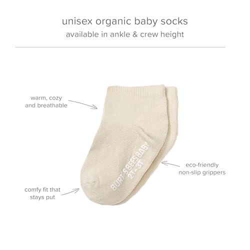 Burt's Bees Baby Baby Girls' Ankle Socks with Non-Slip Grips (6-Pack)