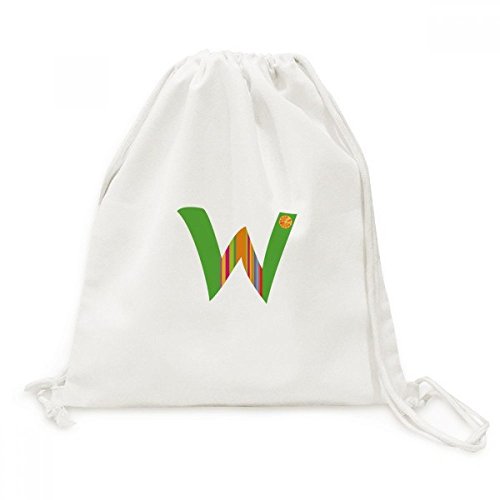 Sac à dos à cordon motif orange lettre W en toile pour voyage