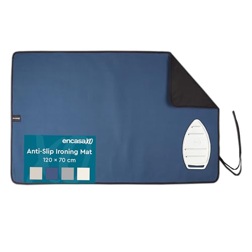 Image of Encasa XO Ironing Mat /Pad (Large 120x70 cm) with Padding, Anti-Slip, Silicone Iron Rest for Steam Press on Tabletop or Bed - Heat Resistant, Portable Travel Friendly -Cobalt