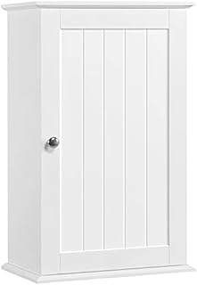 costoffs Bathroom Wall Mounted Cabinet Wooden Single Door Storage Cupboard, 3 Tiers Adjustable, White, 35 x 21 x 55 cm