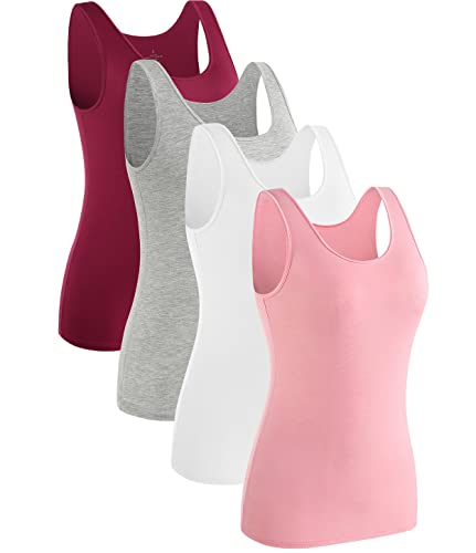 Image of Rosyline Womens Sleeveless Tank Tops Layering Tanks Undershirt Tank Top 3-4 Pack