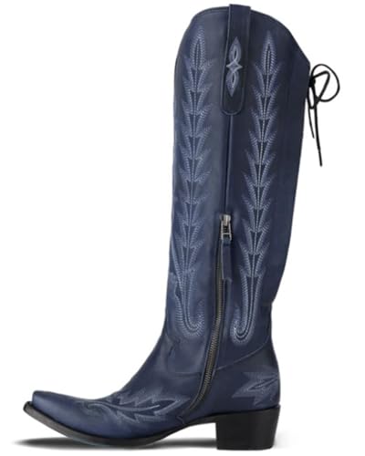 Lane Women's Lexington Knee High Corset Western Boot Snip Toe - LB0562T 8 1/2 M US Navy3