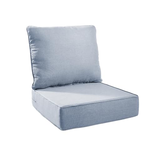 Image of 6 inch Thick Patio Chair Cushions - 24 inch* 24 inch Patio Furniture Cushions with Water Resistant & Removable Cover, 28D High Density Sponge Patio Cushion for Outdoor Furniture Couch Chair Baby Blue