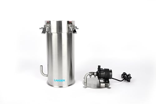 Image of LANDEN PURA 300 External Canister Filter for Aquarium System, up to 30 Gallon, Stainless Steel Tank Canister with Water Pump and Double Tab Connector, Three-Stage Filtration