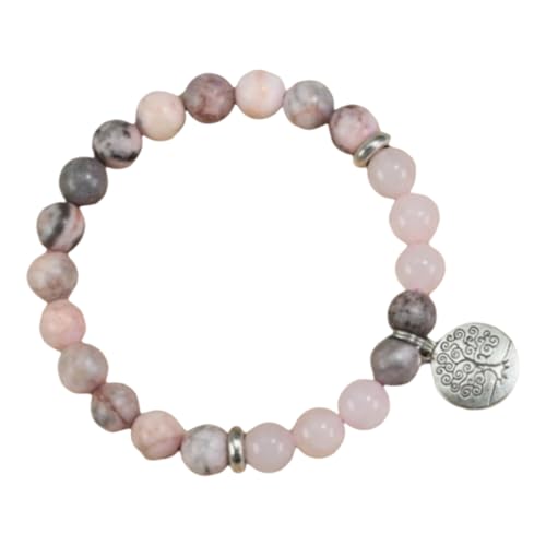 Bwuikim Natürlicher Baum Armreif, einzigartige Rosen Equid Textur, spirituelles Geschenk für Bewusstseinsübungen, Schmuck, einzigartiger Textur Stein Stretch Armreif