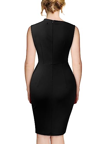 AISIZE Women's Retro Sleeveless High Neck Business Bodycon Pencil Dress2