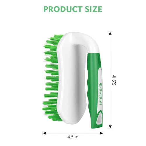 Image of SetSail Scrub Brush, Heavy-Duty Scrub Brushes for Cleaning with Stiff Bristles Cleaning Brush for Shower, Bathroom, Carpet, Kitchen and Bathtub Scrubber - 2 Pack Green