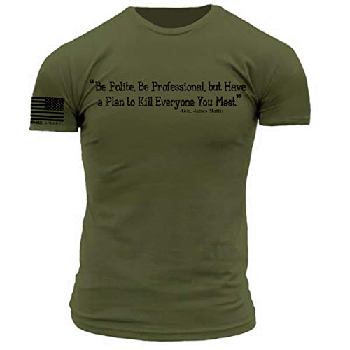 USMC General Mattis - Have a Plan to Kill Everyone You Meet Premium Athletic Fit T-Shirt (Military Green/Black Print, X-Large)