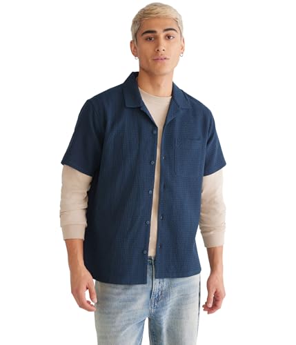 Aéropostale Short Sleeve Textured Shirt, STRATIFIED SEA, M