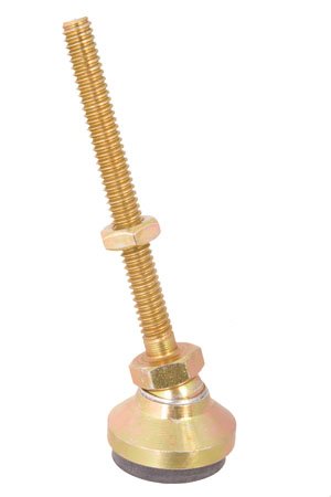 4.00 dia., 1-8 thds., 10.00 Lg., 16400 Lbs max load, Select Inch 15o Swivel Stud Style Leveling Pads w/Elastomer Pad w/ Gold Chromate (1 Each)