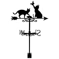 SUPERDANT Cats Weathervane Wrought Iron Wind Vane Cats with Butterfly Animal Metal Weather Vane Roof Garden Direction Sign Weathercock Outdoor Farmhouse Decoration Garden Wind Measuring Tool