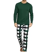 KUYIGO Men 2 Piece Pajamas Set Plaid Sleepwear Loungewear Relaxed Fit Nightwear PJ Sets