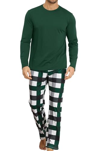 KUYIGO-Men-2-Piece-Pajamas-Set-Plaid-Sleepwear-Loungewear-Sets-Relaxed-Fit-Nightwear-PJ-Sets