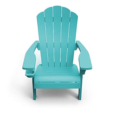 Keter Outdoor Patio Garden Deck Furniture Resin Adirondack Chair with Built-in Cup Holder (Teal)