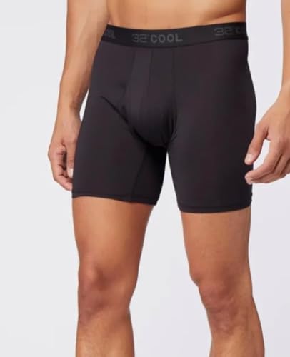 32 Degrees COOL Men's Comfort Mesh Boxer Brief, 3-Pack, Black, XL3