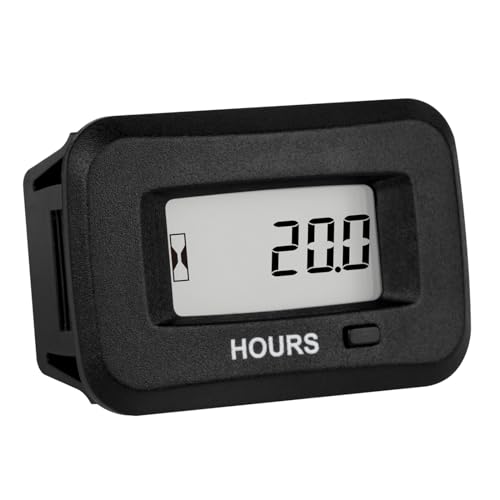 Runleader Digital LCD Hour Meter AC/DC 5V to 277V for Lawn Mower Generator Motorcycle Golf Cart Forklift Scrubber Machine etc.