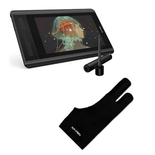 Image of XP-PEN Artist12 11.6 Inch FHD Drawing Monitor Pen Display Graphic Monitor & Artist Drawing Glove 2-Fingers Digital Art Glove (Size L) Black