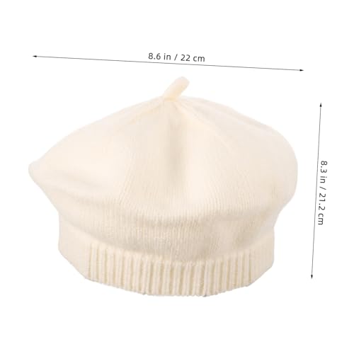 SAFIGLE Kids Knitted Beret Hat Fashionable French Style Baby Beanie for Boys and Girls Warm Winter Cap for Head Circumference 44-49cm Versatile Casual Outdoor Accessory Beige2