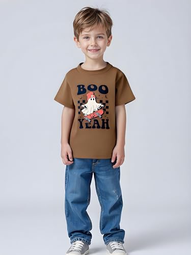 Halloween Shirt for Kids Toddler Boys Halloween T-Shirt Short Sleeve Ghost Funny Letters Print Cotton Top2