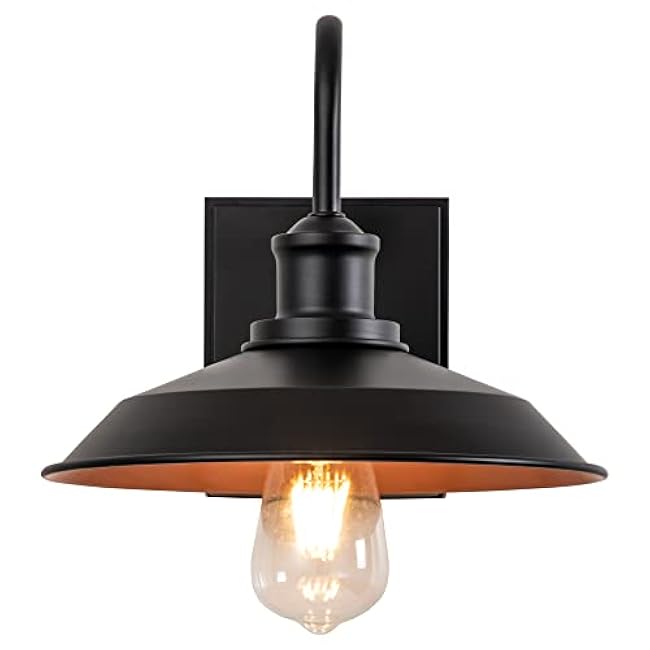 Outdoor Lights Fixture with GFCI Outlet, Black Porch Light, Waterproof Exterior Barn Wall Lights Fixture, Industrial Farmhouse Wall Sconce Wall Mount, Outside Lights for House,Patio Garage