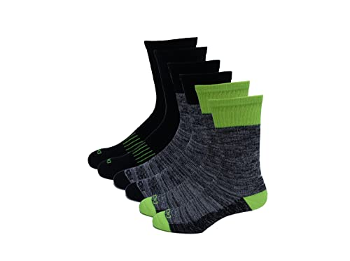Dickies Men's Dri-Tech Performance Work Crew Socks 6 Pair,Black Fr Asst, Men's 6-12 Shoe Size #TOP24