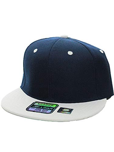 L.O.G.A. Plain Adjustable Snapback Hats Caps (Many Colors). (One Size, Navy White)