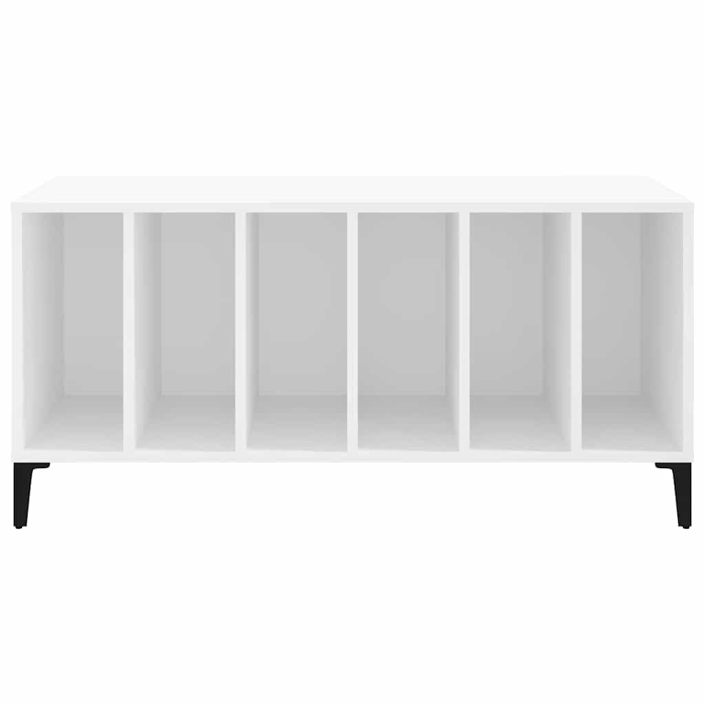 Armadio per dischi bianco, 100 x 38 x 48 cm, in legno, versatile, per vinile, TV, ufficio o soggiorno, con gambe in metallo stabili e ampio spazio per dischi in vinile ed elettronici