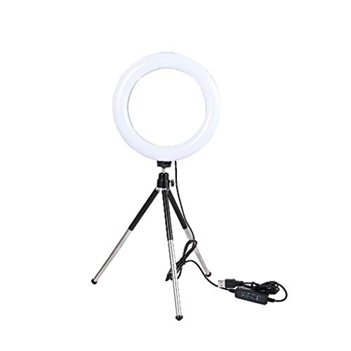 WYHM Universal Selfie Ring Light with Tripod Stand 7inch Desktop LED Camera Lighting 3 Light Mode and 10 Level Brightness for Video Live Makeup Desk (Size : Light with 2 Stands Black)