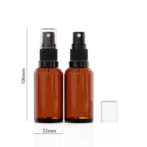Pack of 6 Amber Glass Spray Bottle, 1 oz, Small Reusable Refillable Cosmetic Mist Bottle For Skincare,Haircare,Essential Oil, 30ml Fine Mist Sprayer (Amber, 1oz (6pcs))2