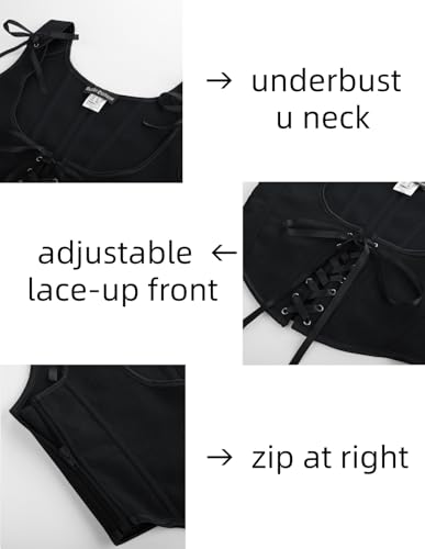 Image of Scarlet Darkness Women's Underbust Corset Top Renaissance Medieval Lace-up Boned Fairycore Pirate Corsets
